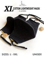 CUSTOM SIZE black Large Face Mask For Men With Beards + Lanyard - Mologoko Couture