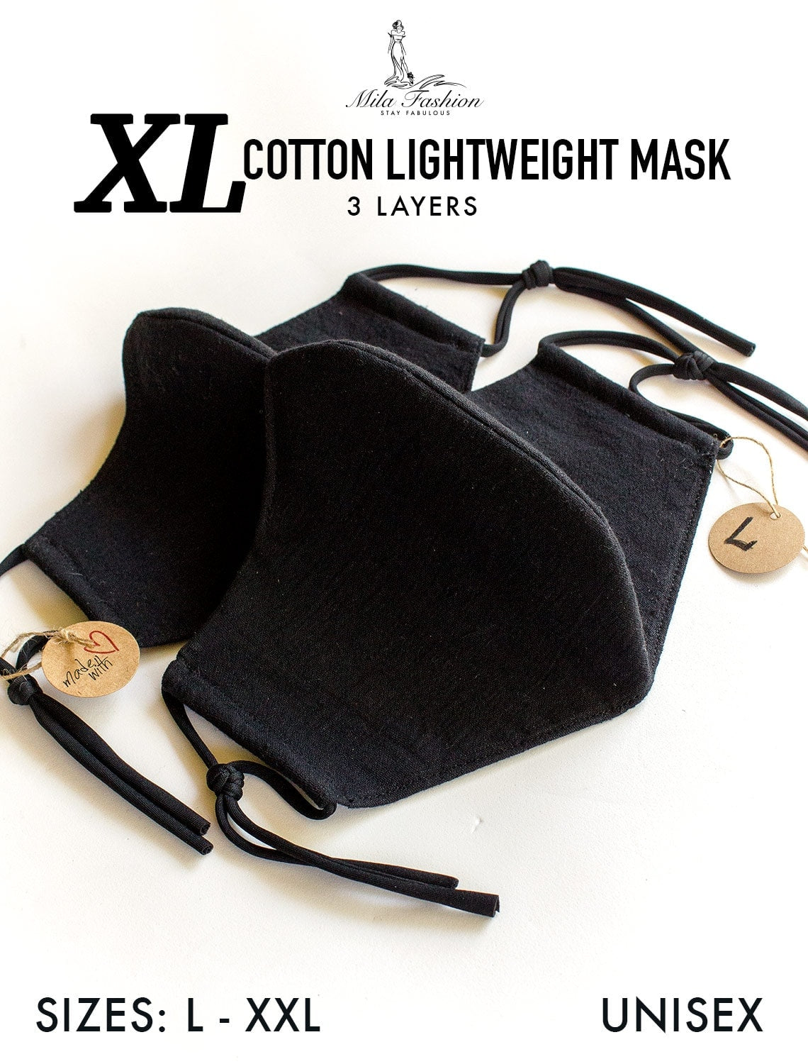 Organic Cotton Lightweight (2XL -3XL) EXTRA LARGE BEARD FACE MASK – FILTER + LANYARD - Mologoko Couture