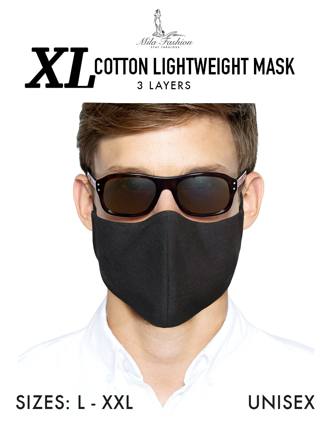 Organic Cotton Lightweight (2XL -3XL) EXTRA LARGE BEARD FACE MASK – FILTER + LANYARD - Mologoko Couture